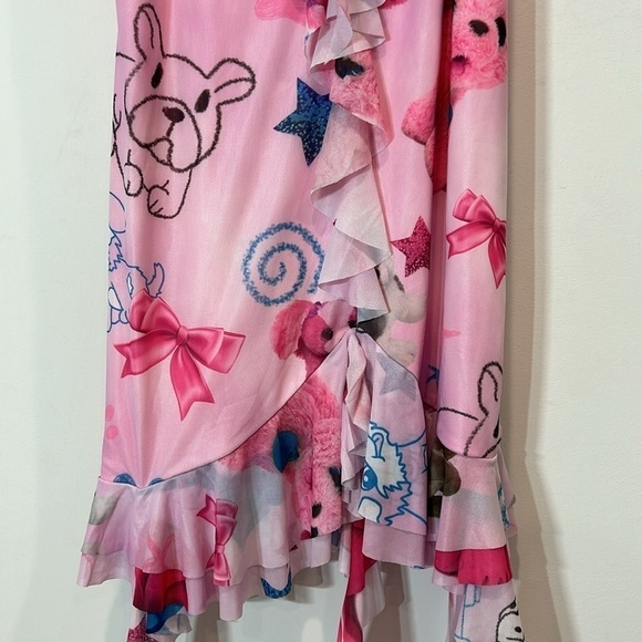 New Y2K pink puppy plushie art print mini dress new with tags size XL - Picture 3 of 8
